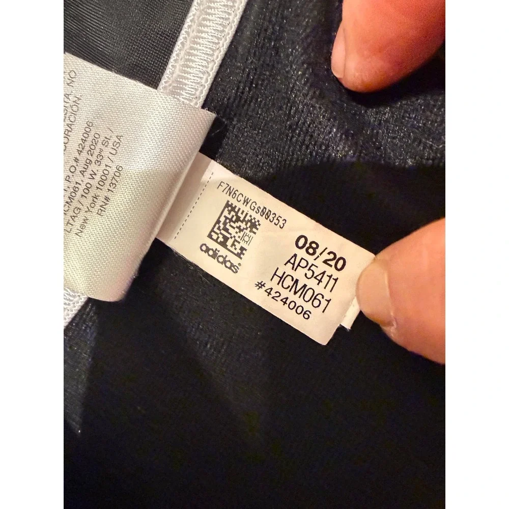 Kids Adidas Black Track Jacket White Stripes Zip Front Athleisure L 14-16 - Picture 5 of 7